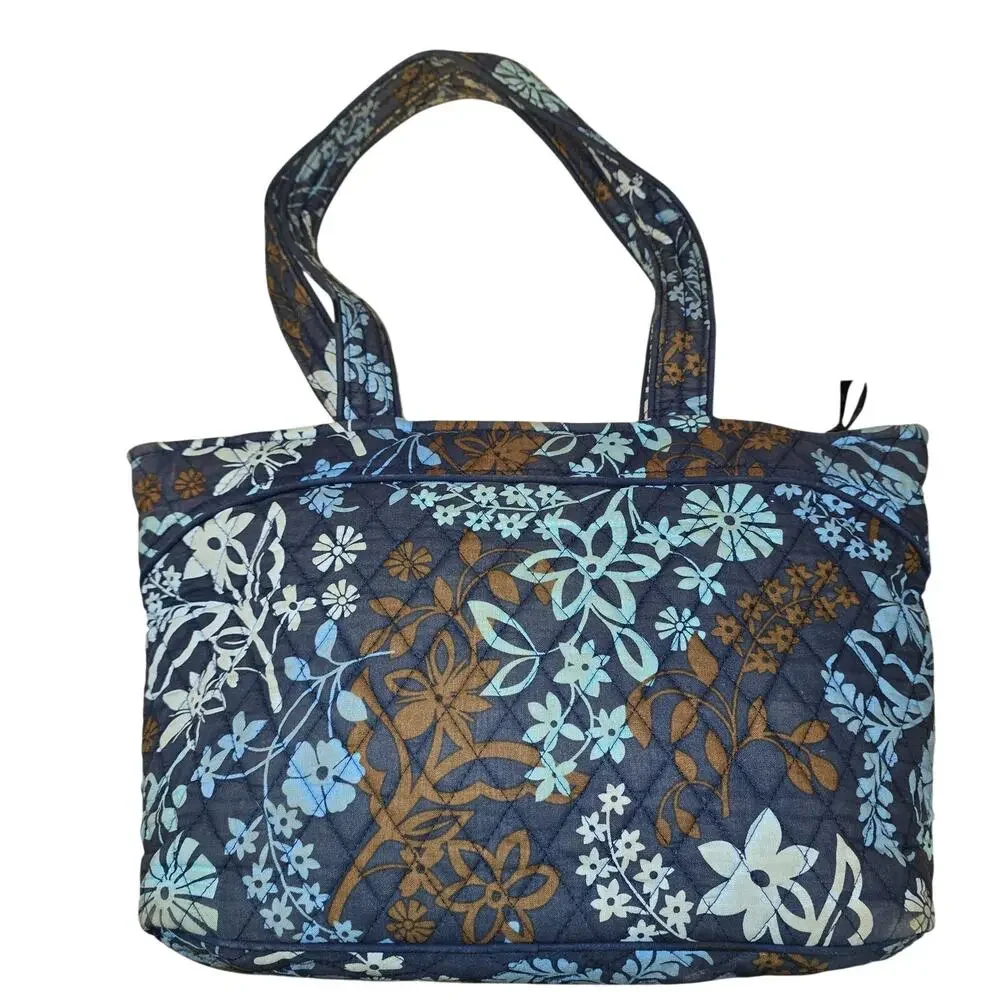 Retired Vera Bradley Java Floral Pattern Purse Blue Brown
